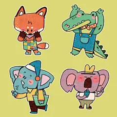 贴纸小动物四宫格1-16合集 - 小红书