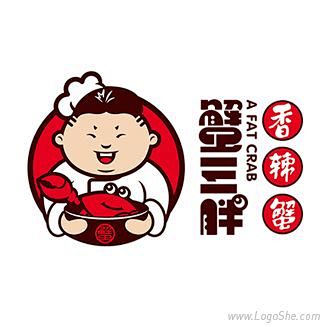 蟹三胖餐饮美食Logo设计