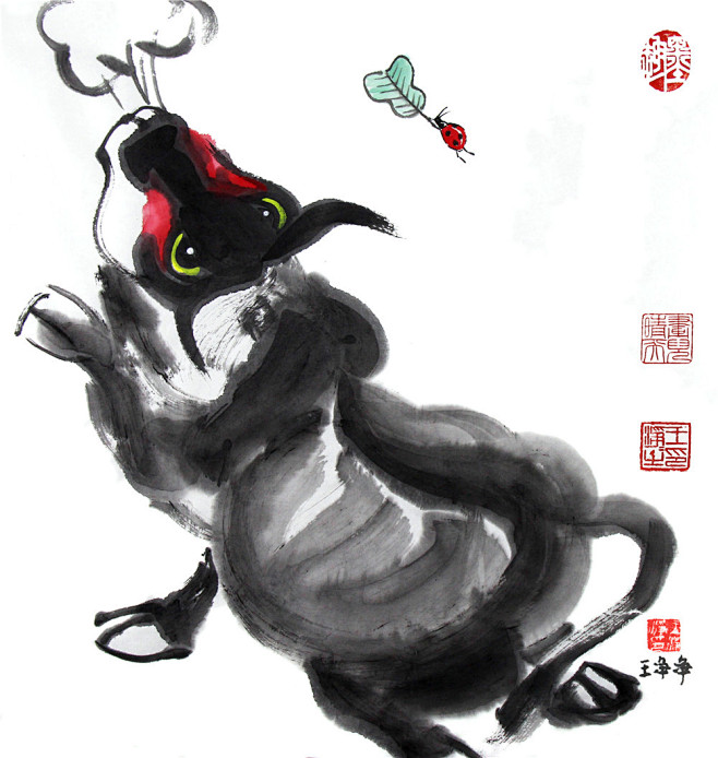 牛年画牛-王净净42幅国画萌趣水墨牛