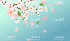 浪漫樱花  - 源文件下载【酷图网】樱花,手绘樱花,樱花插画,浪漫樱花,樱花素材,日本樱花,春天背景,春天花朵,