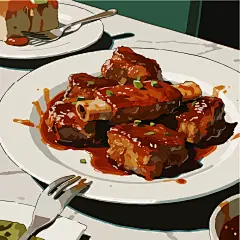 餐饮美食糖醋排骨插画