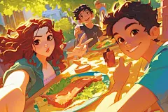 夏日聚会友情假日插画