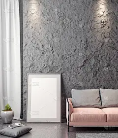室内环境中的模型海报，一个现代设计的3D插图
