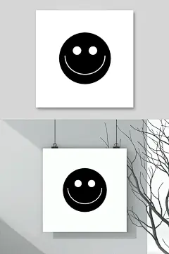 经典黑色笑脸表情包矢量素材-众图网