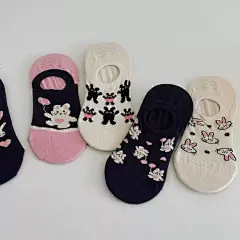 夏季袜子女少女可爱插画兔子船袜少女黑色粉色短袜船袜后跟有硅胶-淘宝网