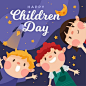 Flat design world childrens day concept