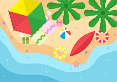 @冒险家的旅程か★  
阳光海滩 柠檬 蓝色起泡酒 夏日旅游主题海报设计PSD 平面设计 海报 创意海报设计 清凉背景素材 扁平风海滩主题矢量插图 家庭旅行美丽风景矢量插图