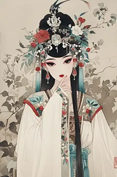 AI数字艺术京剧花旦人物插画-众图网