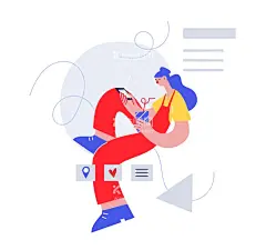 扁平风简笔画抽象人物插画  - 源文件下载【酷图网】扁平人物,手绘人物,扁平风,扁平插画类,动漫动画,动漫人物,h5,抽象,流行,青年,潮流,创意,简约,扁平化,卡通,数据,分析,界面,扁平,商务,互联网,场景交流,商业人物,扁平插画,二维插画,科技插画,工作场景,手机界面,移动界面,数字化插图,社交,通讯,交友,点赞,收藏,关注,平台,插画,