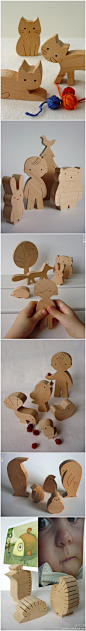 mielasiela是个木玩设计和制作的二人组，他们在ETSY上的小店售卖的都是些可爱的木制小玩具，实木的材质温暖亲肤，是孩子们用来过家家的好物件。 via: http://t.cn/zO6e56s