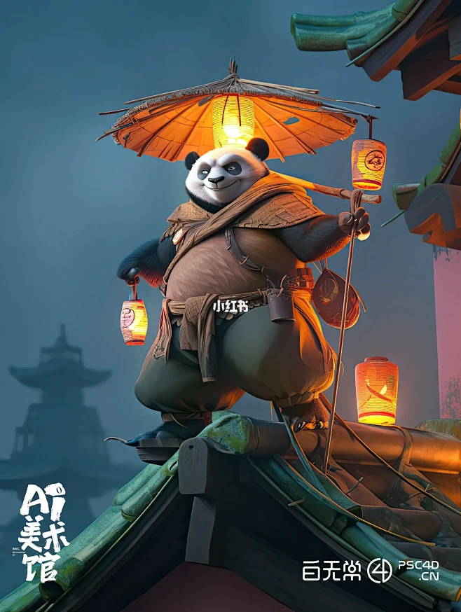 Midiourney 生成功夫熊猫案例