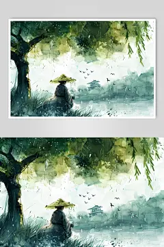 AI数字艺术清明节中国风牧童插画-众图网