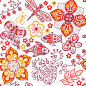 Summer patterns : Seamless texture with flowers and butterflies. Endless floral pattern.