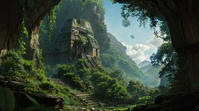AI玛雅遗迹古代场景设定素材 影视游戏场景概念设计 背景插画临摹-淘宝网