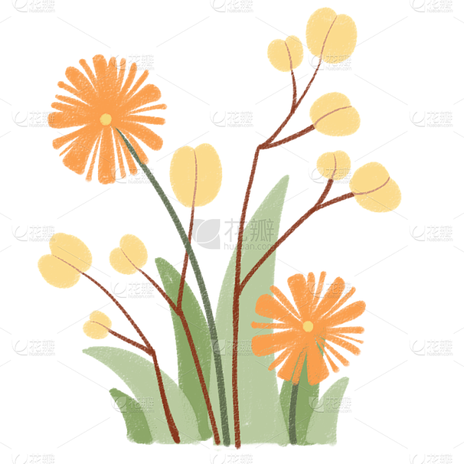 手绘-文艺清新花卉植物元素贴纸10