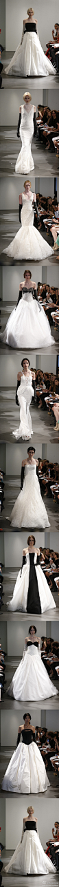 #国际潮流# Vera Wang 2014年的婚纱系列有没有让你大跌眼镜？没有轻柔甜美的传统印象，而是代以酷感黑白，能选用这样婚纱的新娘，必须拥有特立独行的风格和强大内心~~