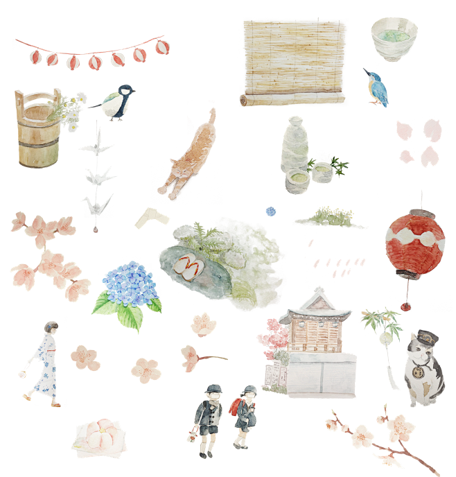 日系 日式 素材 png 樱花 风铃 寺庙 唯美 日式风格