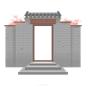 国潮建筑插画PNG