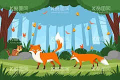卡通动物背景  - 源文件下载【酷图网】动物背景,动物插图,插图壁纸,卡通背景,野生动物,背景壁纸,卡通动物,动物保护