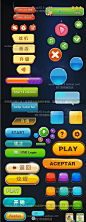 1600张游戏按钮设计图片 手游GAME button设计细节界面UI设计控件-淘宝网