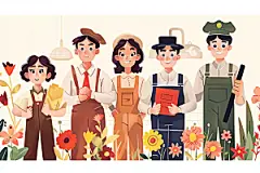 各行各业人物形象五一劳动节插画