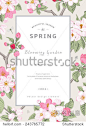 Vintage vector vertical card spring. Branch of apple tree blossoms pink flowers on gray background. 正版图片在线交易平台 - 海洛创意（HelloRF） - 站酷旗下品牌 - Shutterstock中国独家合作伙伴