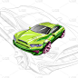 汽车的概念。汽车草图。矢量手绘。Autodesign