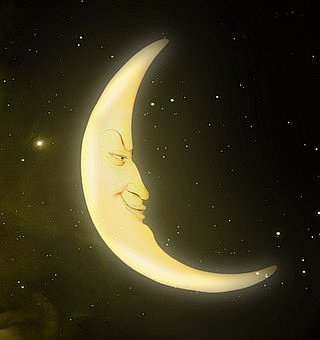 月亮脸月球上的人夜