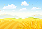 麦田丰收卡通背景矢量元素Harvest background of wheat field