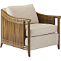 Utilizing two of McGuire's signature materials, rattan and rawhide, the Jolie Lounge Chair bridges the classic McGuire design aesthetic with a modern execution. Thick strips of rawhide are tightly wrapped around the softly curved rattan sides, creating an