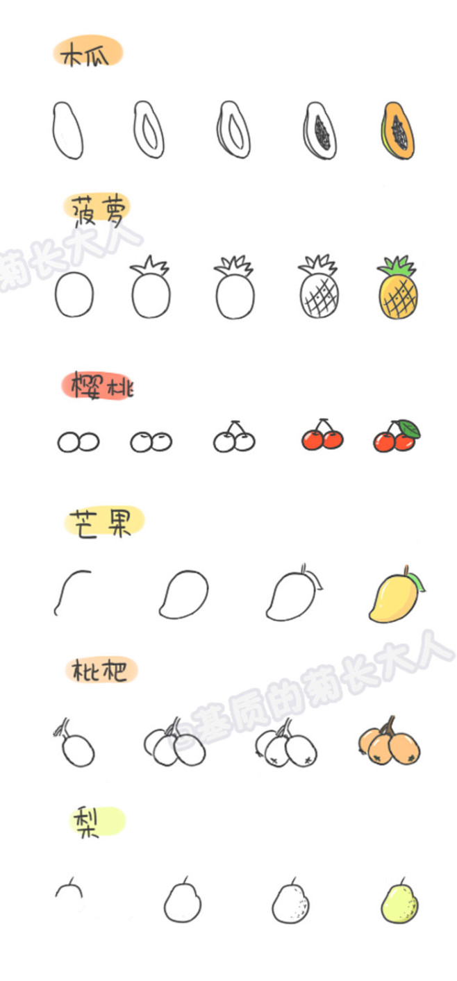如何画各种水果7，来自@基质的菊长大人