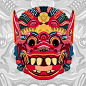 魔鬼,亚洲,动物,品牌名称,传统,矢量,复古