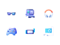 Icons glasses music game blue icon
