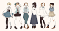 生活中穿衣搭配的小清新风格二次元女生插画