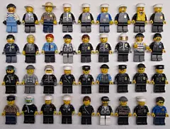 5 LEGO POLICE SWAT MINIFIGS FIGURES LOT gun army city random bulk w/ accessories  | eBay : Lego lot of 5 Police Minifigs. Examples would be handcuffs, printed tiles or pieces w/ police stickers, guns, binoculars, life jackets, walkie-talkies, etc--anythin