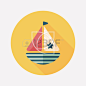 Sailboat flat icon with long shadow,eps10
