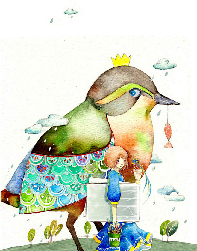 夏岚 清新手绘水彩插画