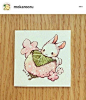 日本插画师Mokarooru笔下可爱的小兔子#画画# ​