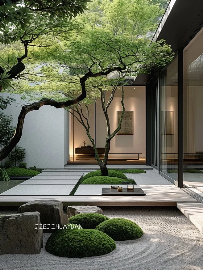 花园设计庭院实景｜现代禅意庭院 - 小红书-花瓣网