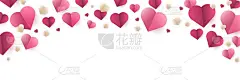 红心纸情人节卡片。情人节促销横幅抽象形状。价格促销