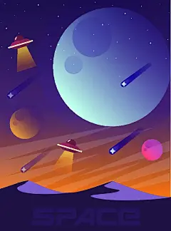 简约大气手绘宇宙星球宇航员插画
