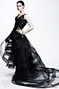 zac posen resort 2013 sleeveless black gown straps over skirt