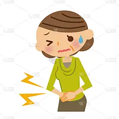 腹部疼痛的中年妇女。