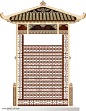 卡通古建筑插画元素素材