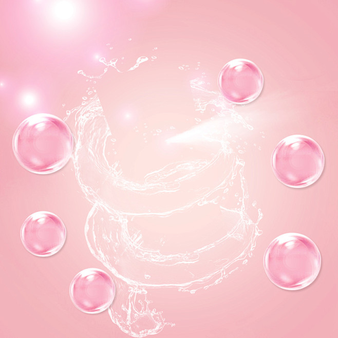 粉色透明气泡化妆品PSD分层主图背景高清...
