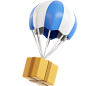 Parachuce Box Delivery 3D Illustration