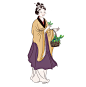 采茶女采药人老中医医疗人物插画