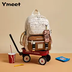 Ymeet 双肩包2023新款大学生书包初中学生可爱背包大容量旅行包女-tmall.com天猫