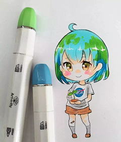 梦醒见鲸采集到马克笔-人物篇
