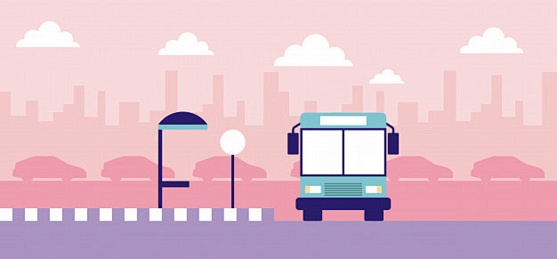 公交站台扁平插画矢量图素材